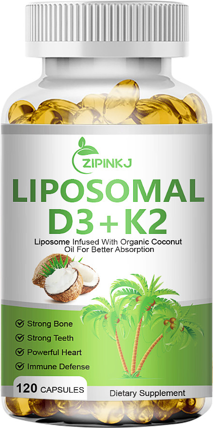Liposomal Vegan Vitamin D3 5000 IU K2 MK7 100 mcg Softgels, 120 Capsules