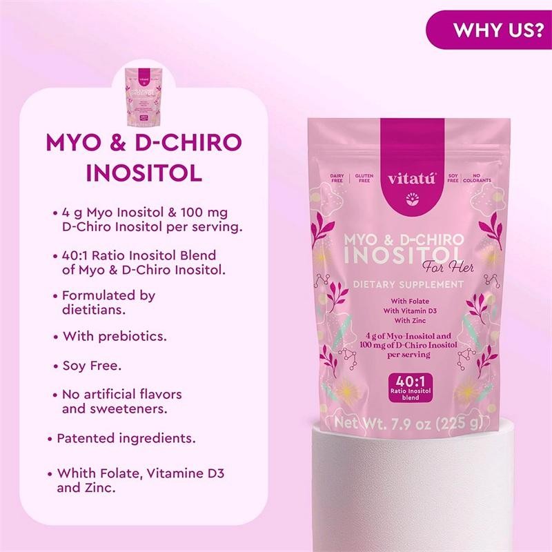 Myo & D-Chiro Inositol Dietary Supplement for Women,with Folate Vitamin D3 Zinc
