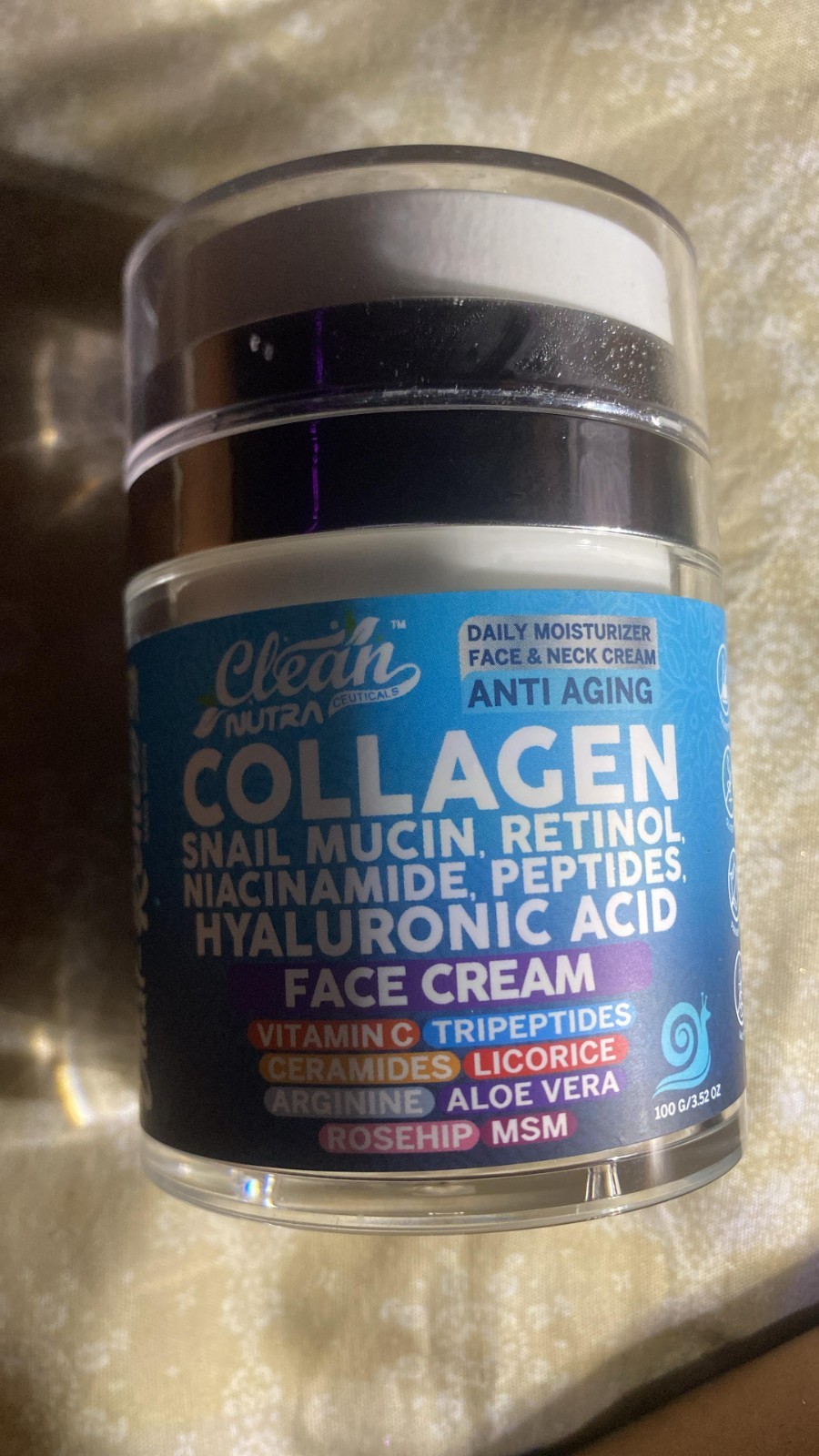 Clean NutraCeuticals Collagen Snail Mucin Retinol Face/Neck Cream 3.52 oz