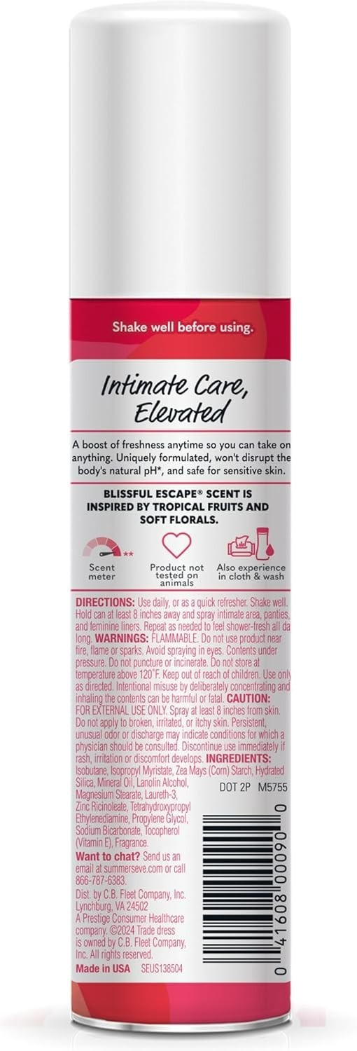 Refreshing Women’s Feminine Spray – Blissful Escape, 2 oz, Hypoallergenic