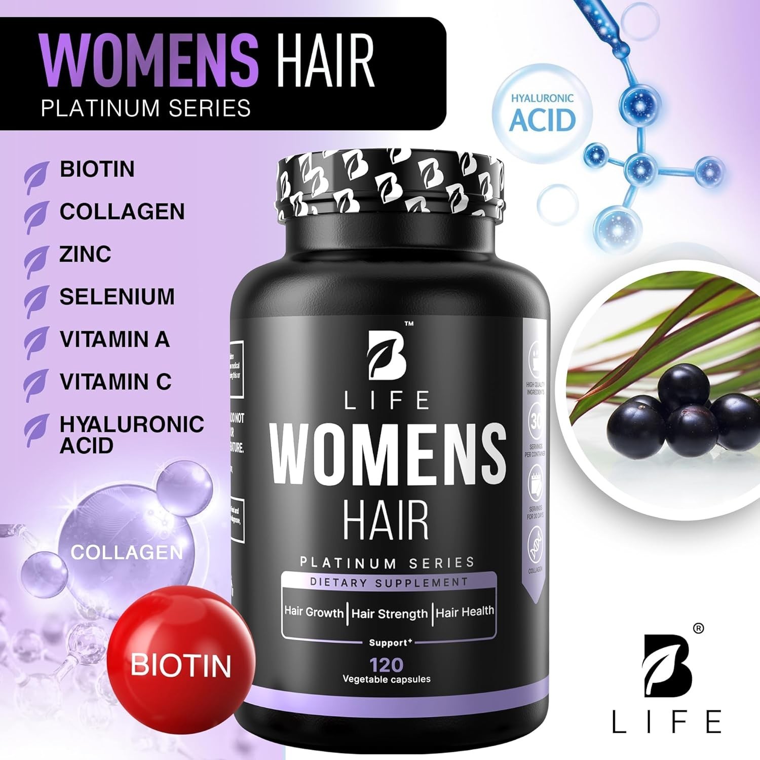 TWO PACK- Womens Hair Growth Supplement – Biotin Hair Vitamin Complex (60 days)