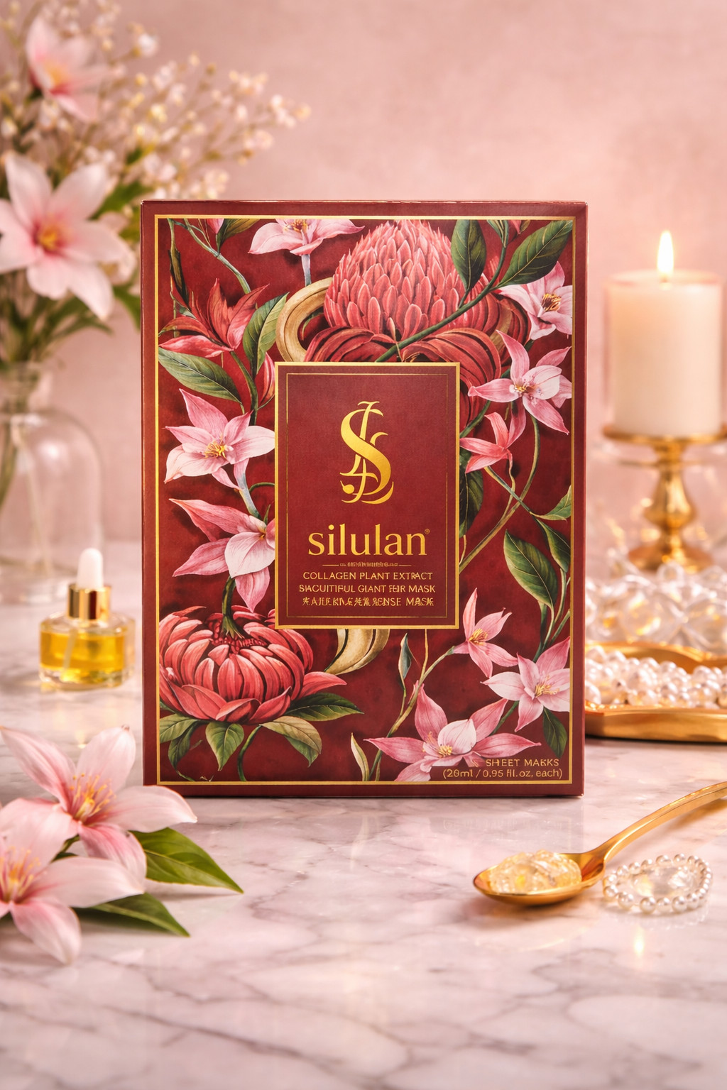 Silulan Collagen Plant Extract Sheet Face Mask 3 Pack Hydrating Facial Masks