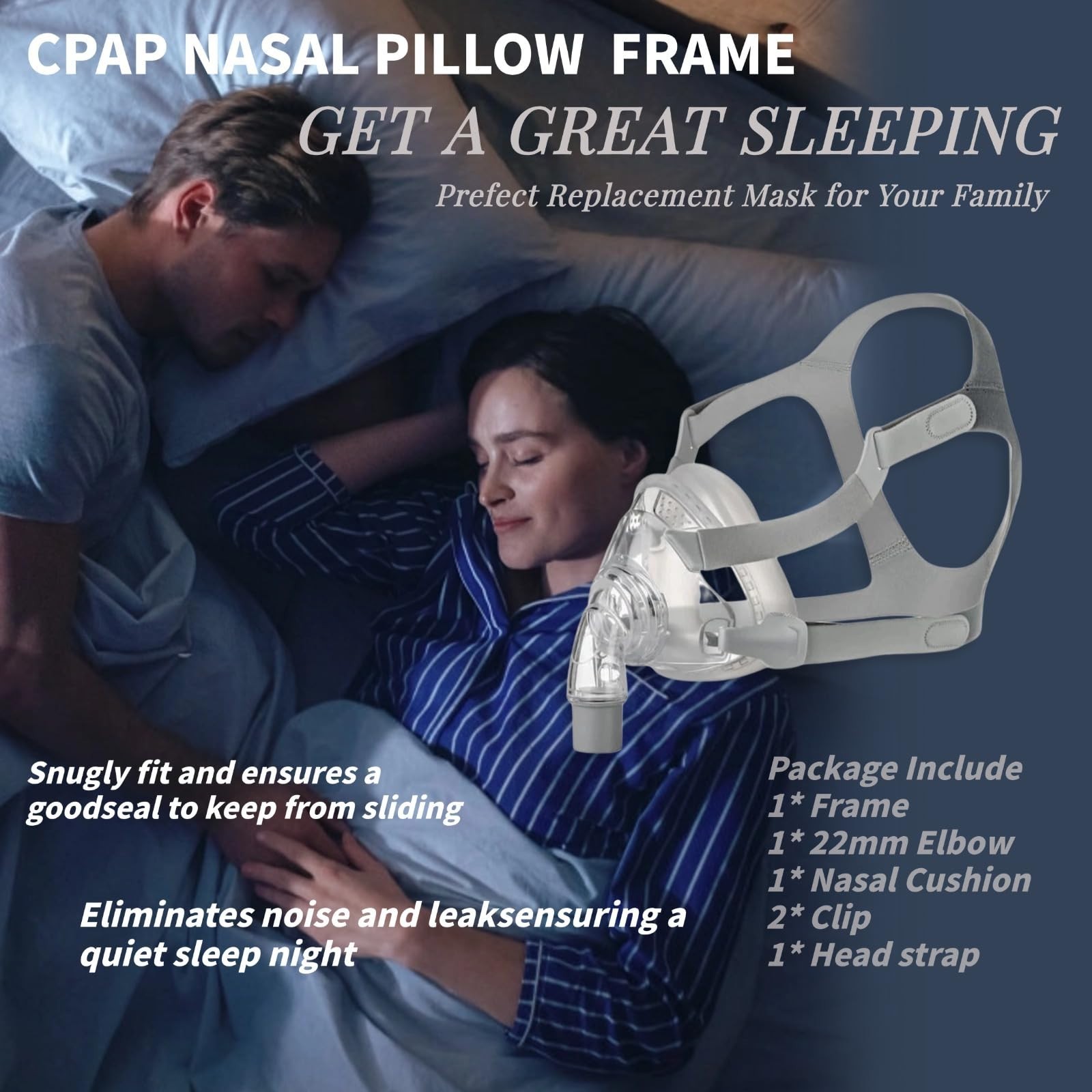 Full Face Replacement Cpap MASK, Includes Headgear, Cushion, Frame Large
