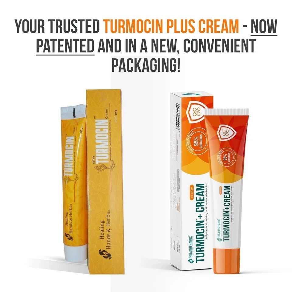 Healing Hands Turmocin Plus Cream 95% Curcumin Turmeric Herbal Skin Repair 30g
