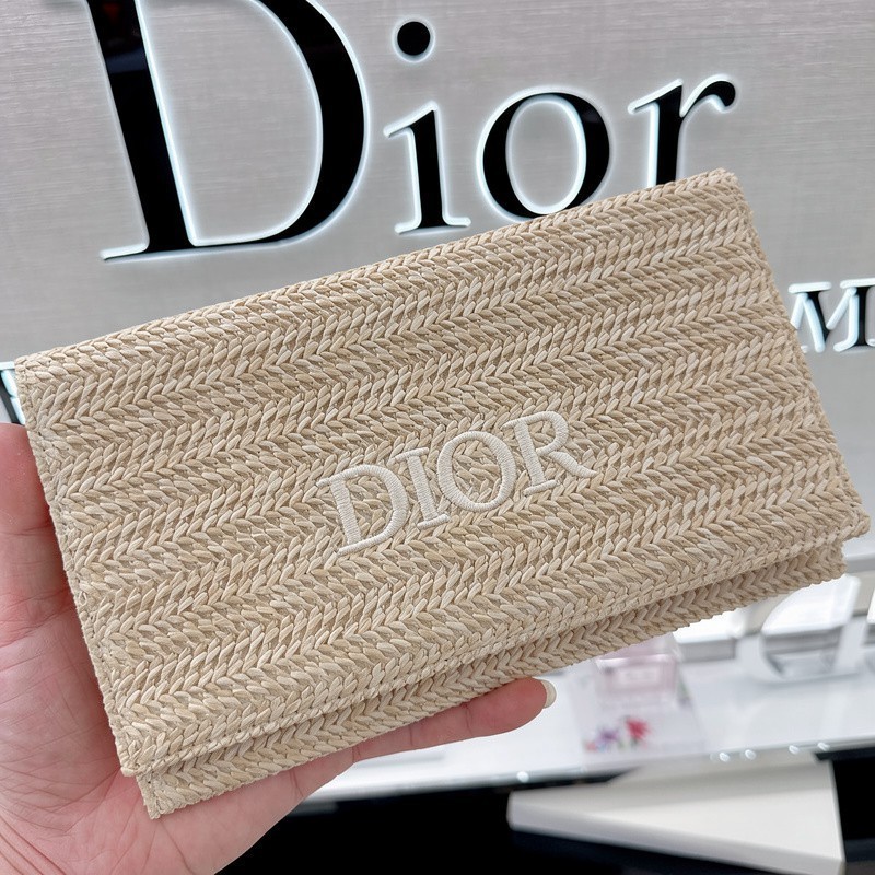 DiѺr Beauty Summer Limited Edition Rattan Beige Cosmetic Pouch Storage Bag NIB!!