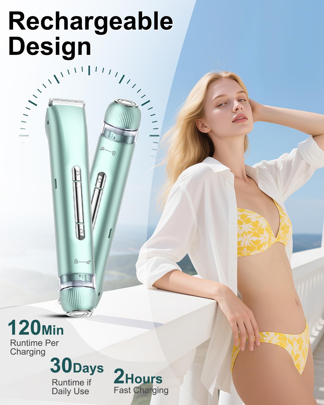 Electric Razors for Women | Dual Head Shaver Ladies Green P