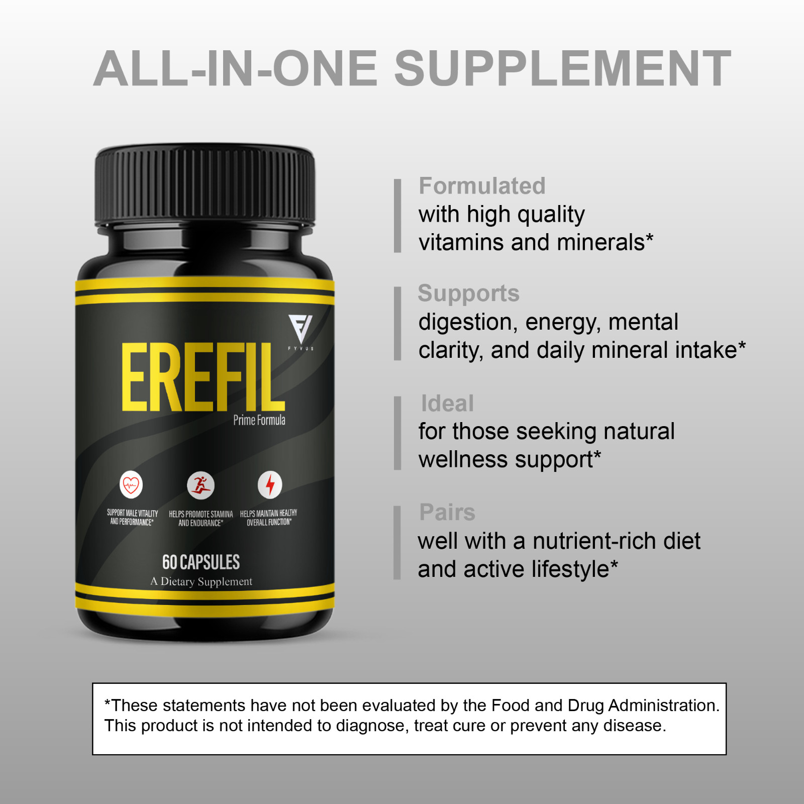Erefil Premium Performance Capsules, Erefill Supplement (60 Capsules)