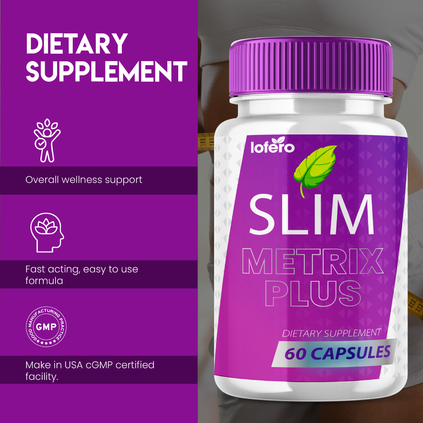 Slim Metrix Weight Loss Dietary Supplement Capsules SlimMetrix Diet Pill (60 ct)