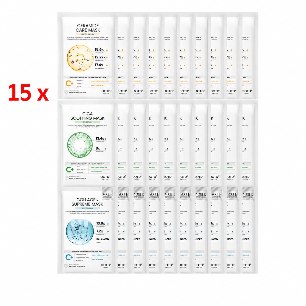 NEW – 15 x OOTD Hydrating Soothing Essence Sheet Vegan Face Masks – Set of 450