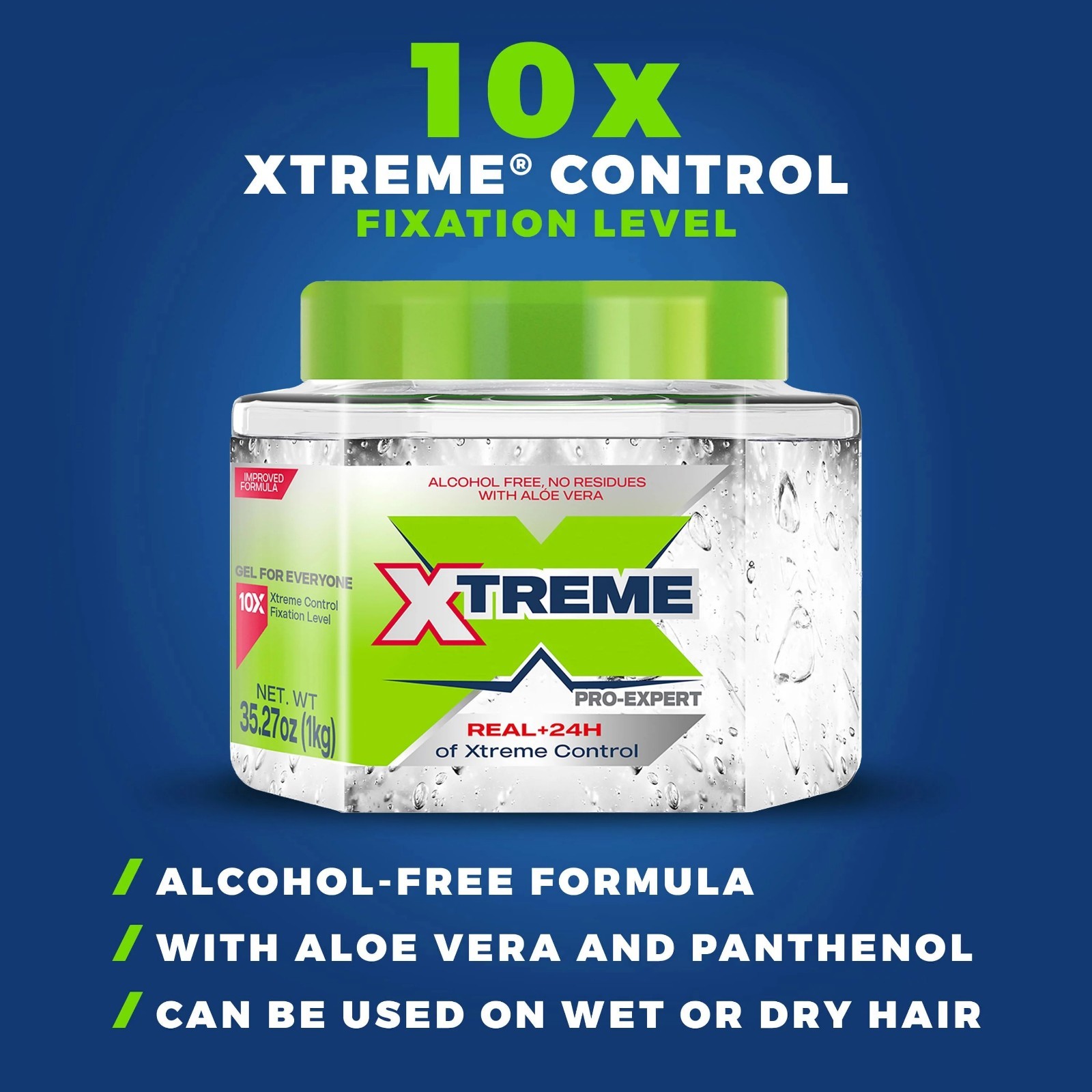 Xtreme Professional Extreme Hold Hair Gel Clear Jar, 35oz Pack of 2