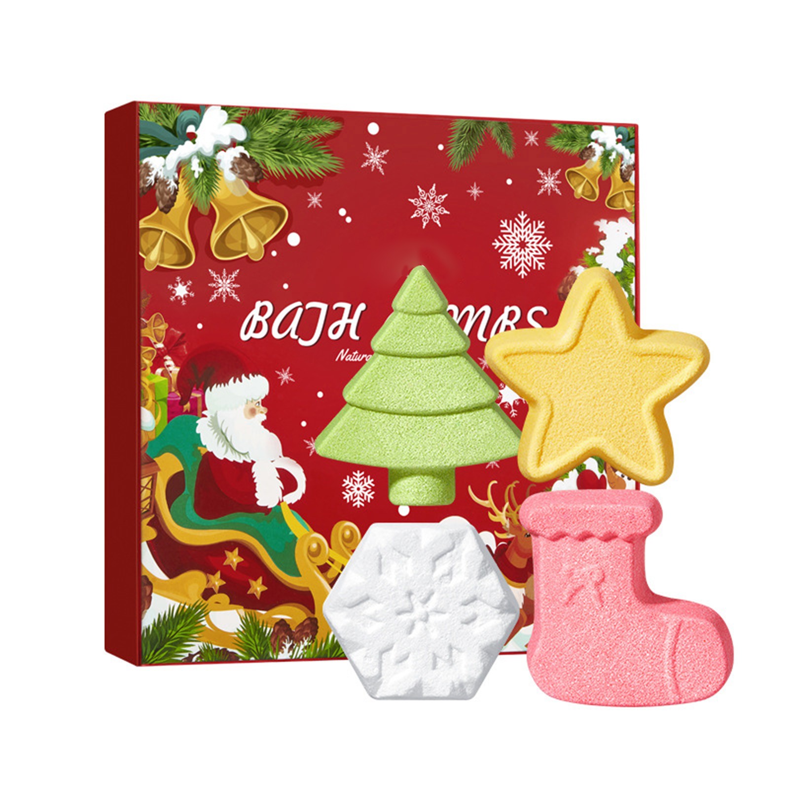 1Set 4PCS Christmas Style Moisturizing Bath Bombs Bath Balls Bath Salt Ball