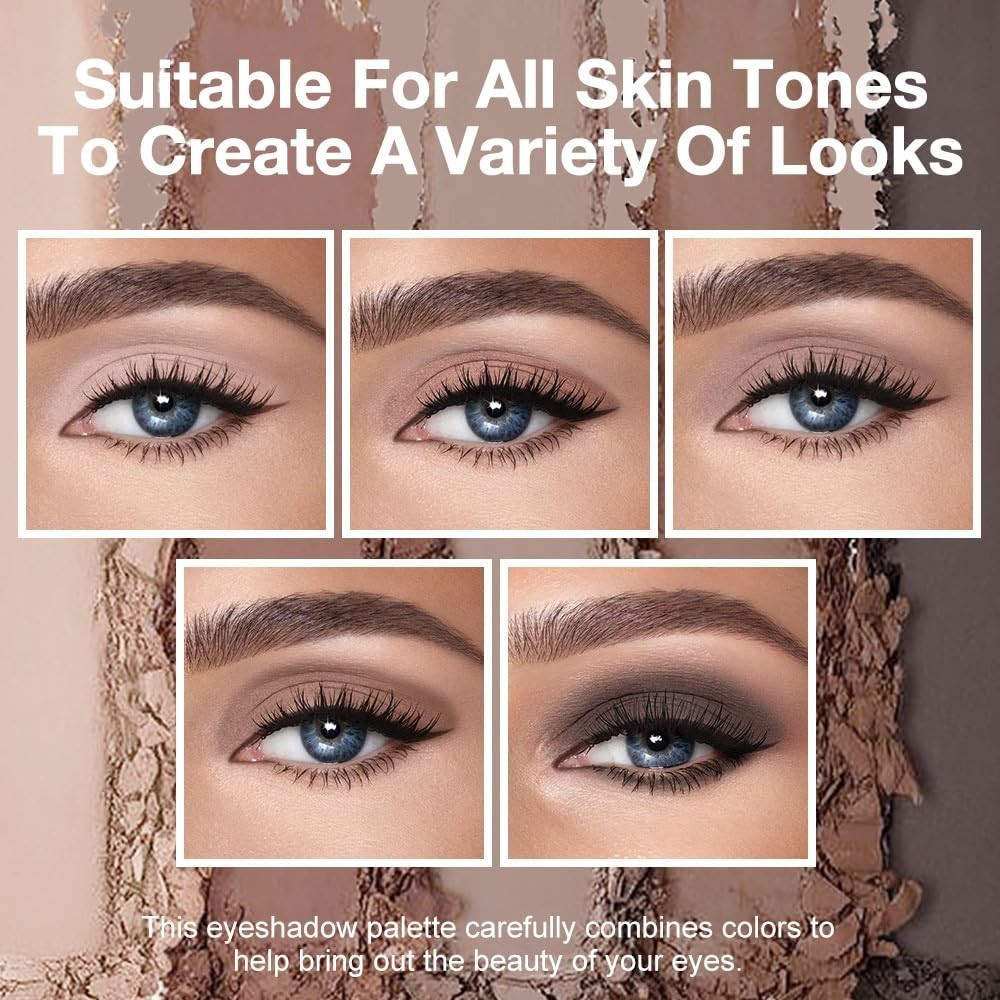 Matte Neutral Cool Brown Eyeshadow Palette,5-Color Matte Taupe Beige Clay Mocha