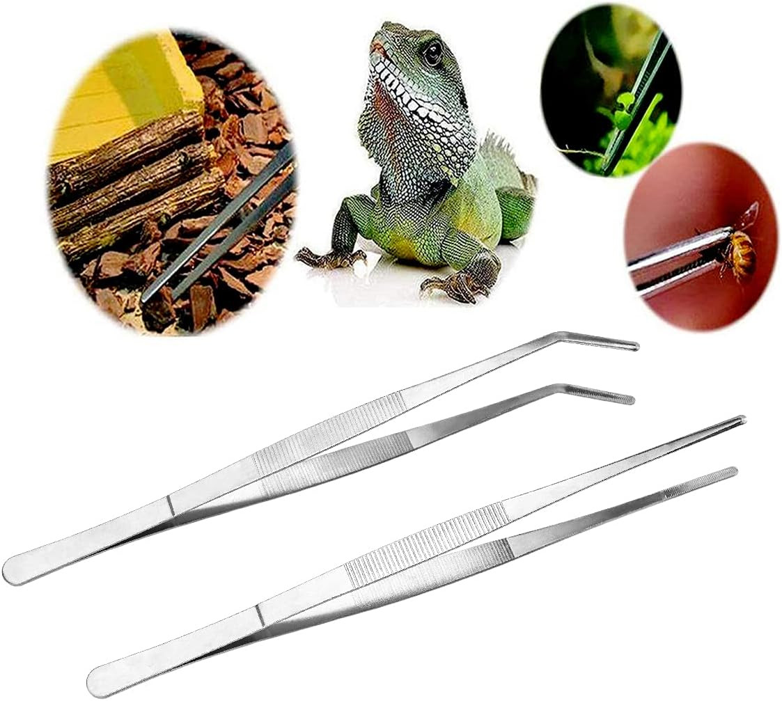Kitchen Long Tweezers Set, LEEFONE 2 PCS 12 Inch Stainless Steel Food Tweezers w