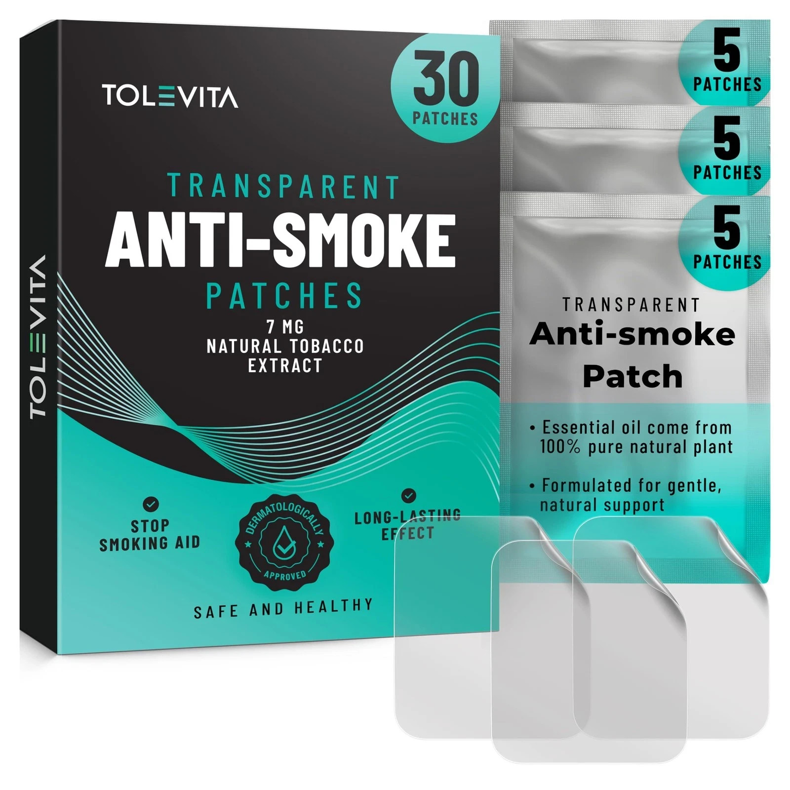 TOLEVITA Anti Smoking Herbal Patches 7mg Quit Smoking Aid 30 CountView Sold Hist