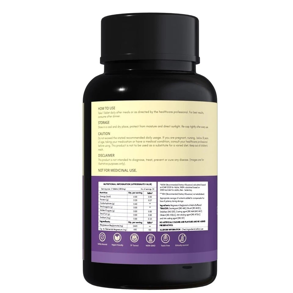 Chelated Magnesium Glycinate (2445mg) Supports Sleep, Relaxation,Muscle Recovery