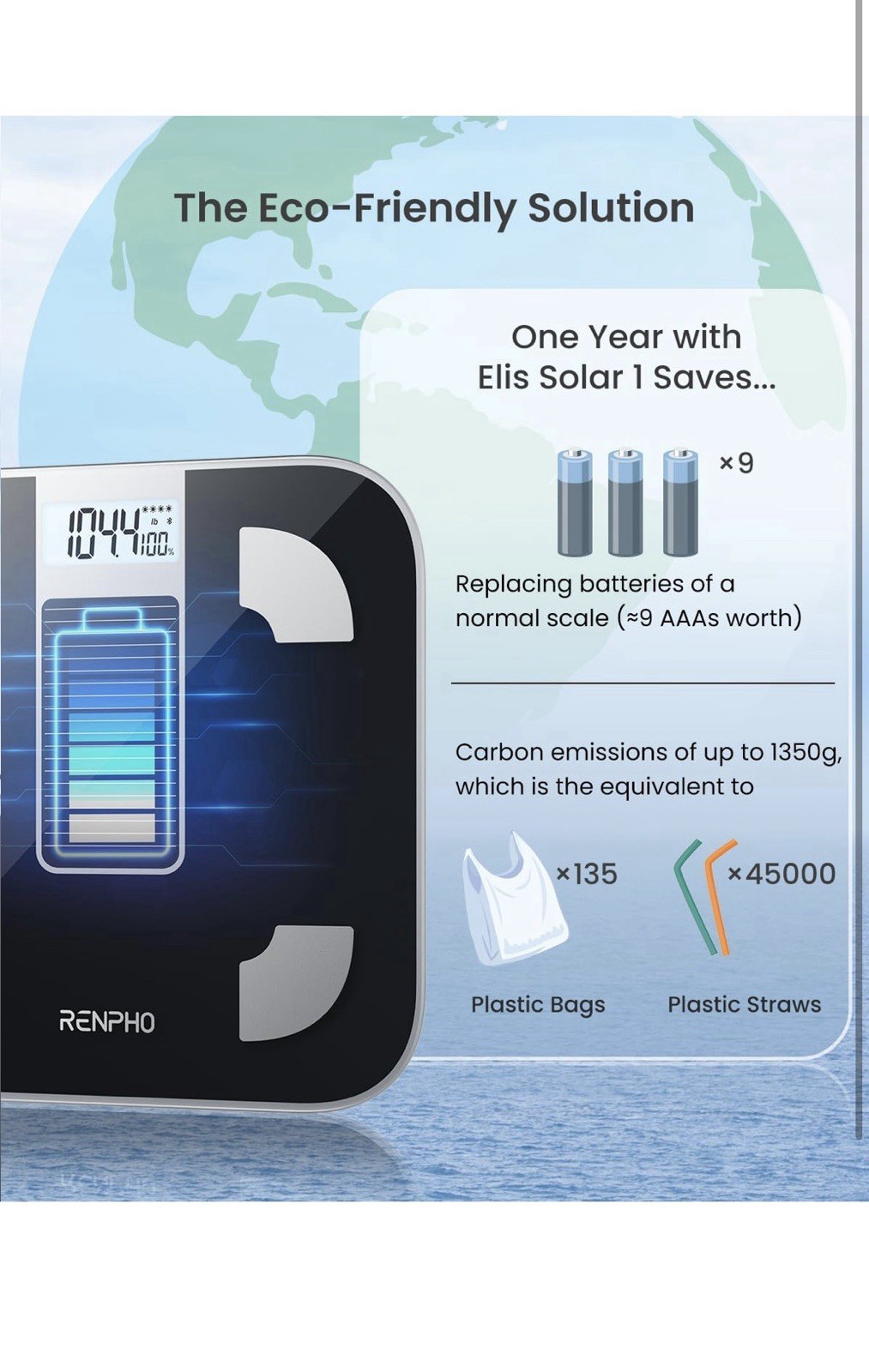 RENPHO Scale for Body Weight Battery-Free Solar Power Digital Bathroom Smart …