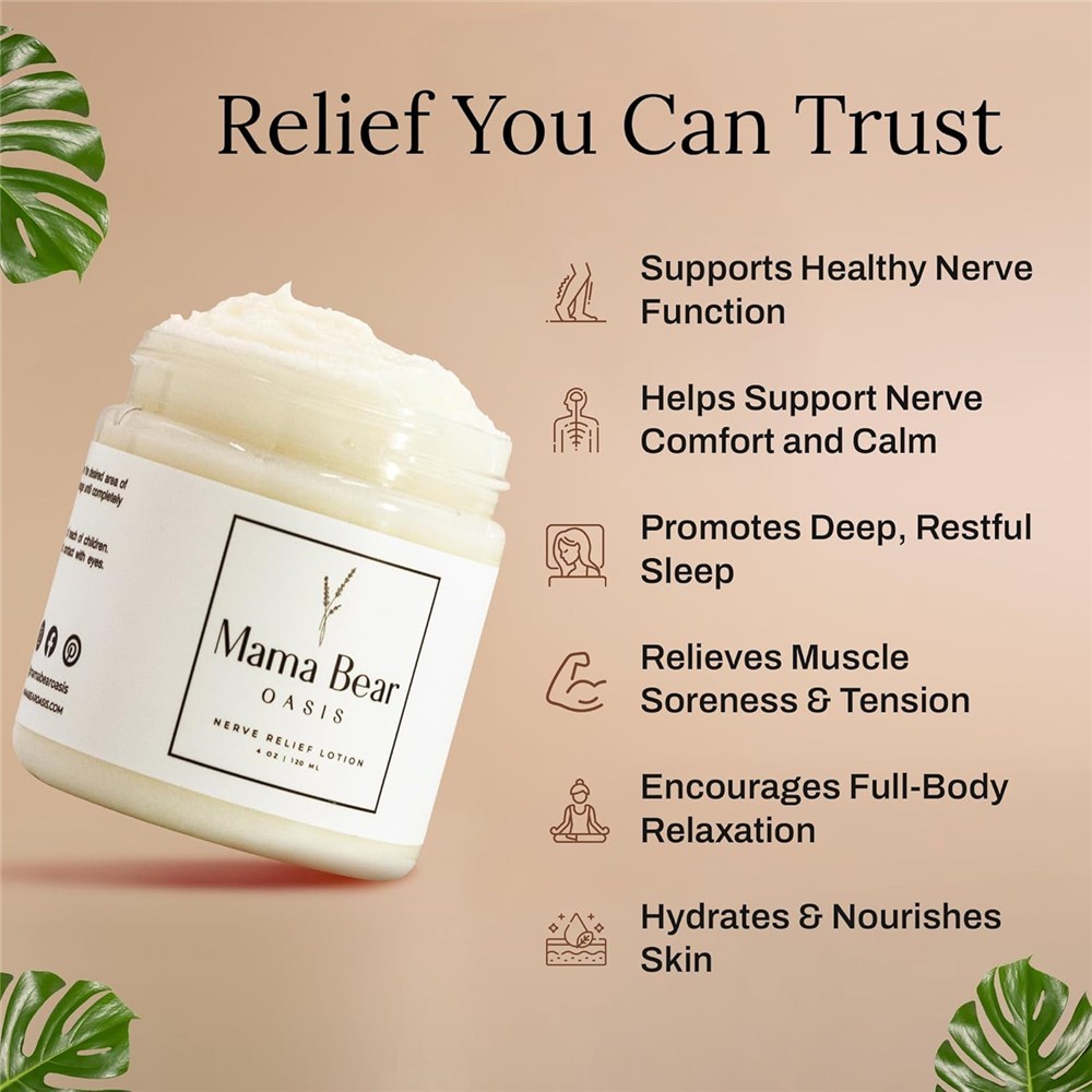 Mama Bear Oasis Lotion – Nerve Relief Cream for Foot, Hands, Legs, Natural Care