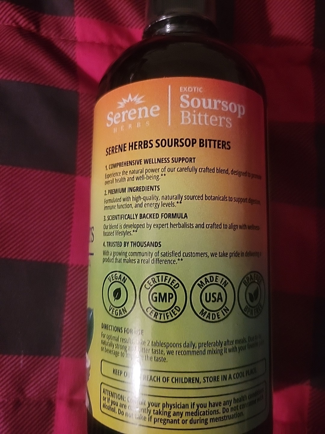 Serene Herbs Soursop Bitters Gut Health Detox Herbal Dietary Supplement 16oz