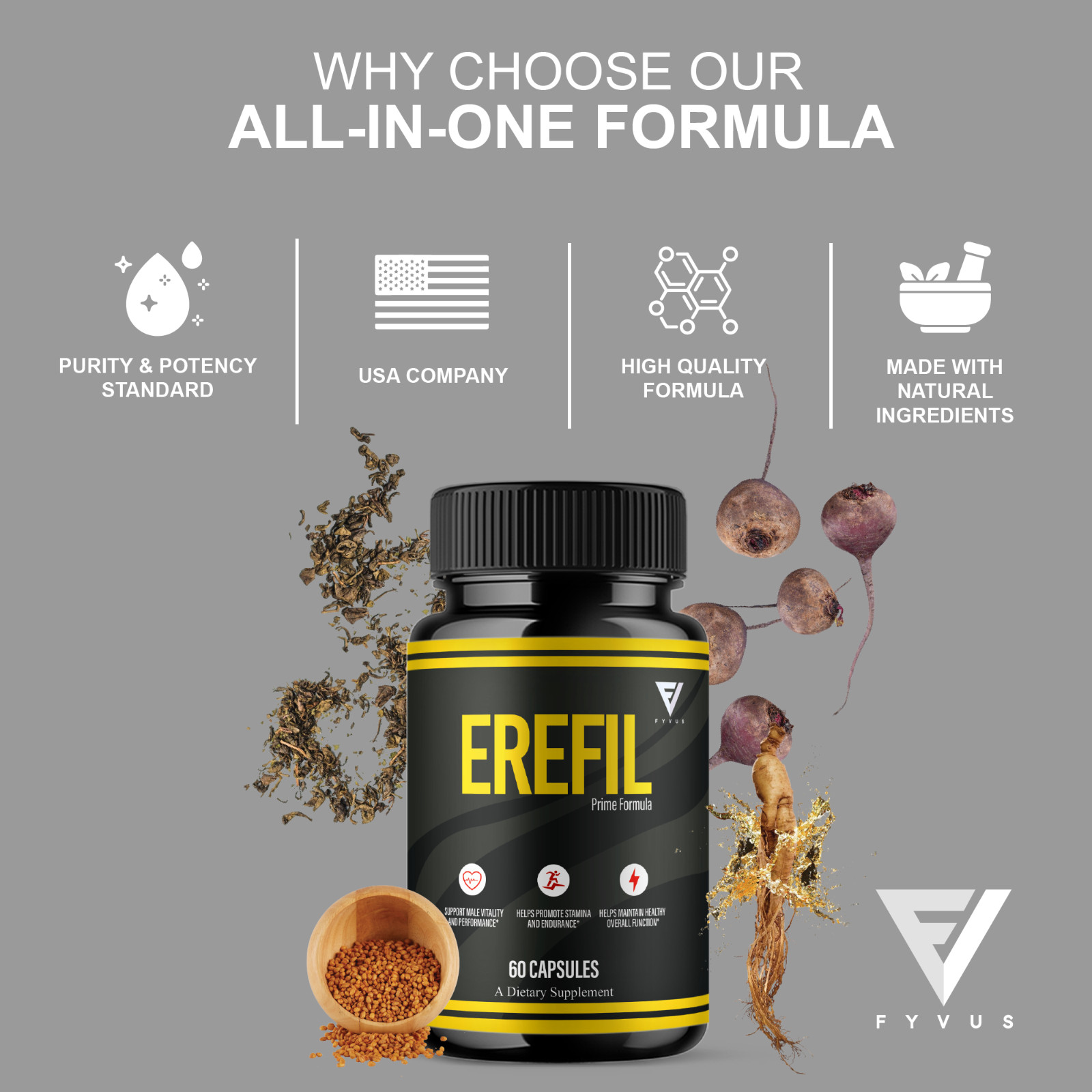 Erefil Premium Performance Capsules, Erefill Supplement (60 Capsules)