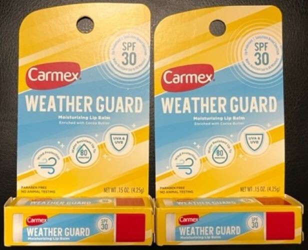 (2) BRAND NEW Carmex Weather Guard Moisturizing Lip Balm – SPF 30 – Exp. 01/2025