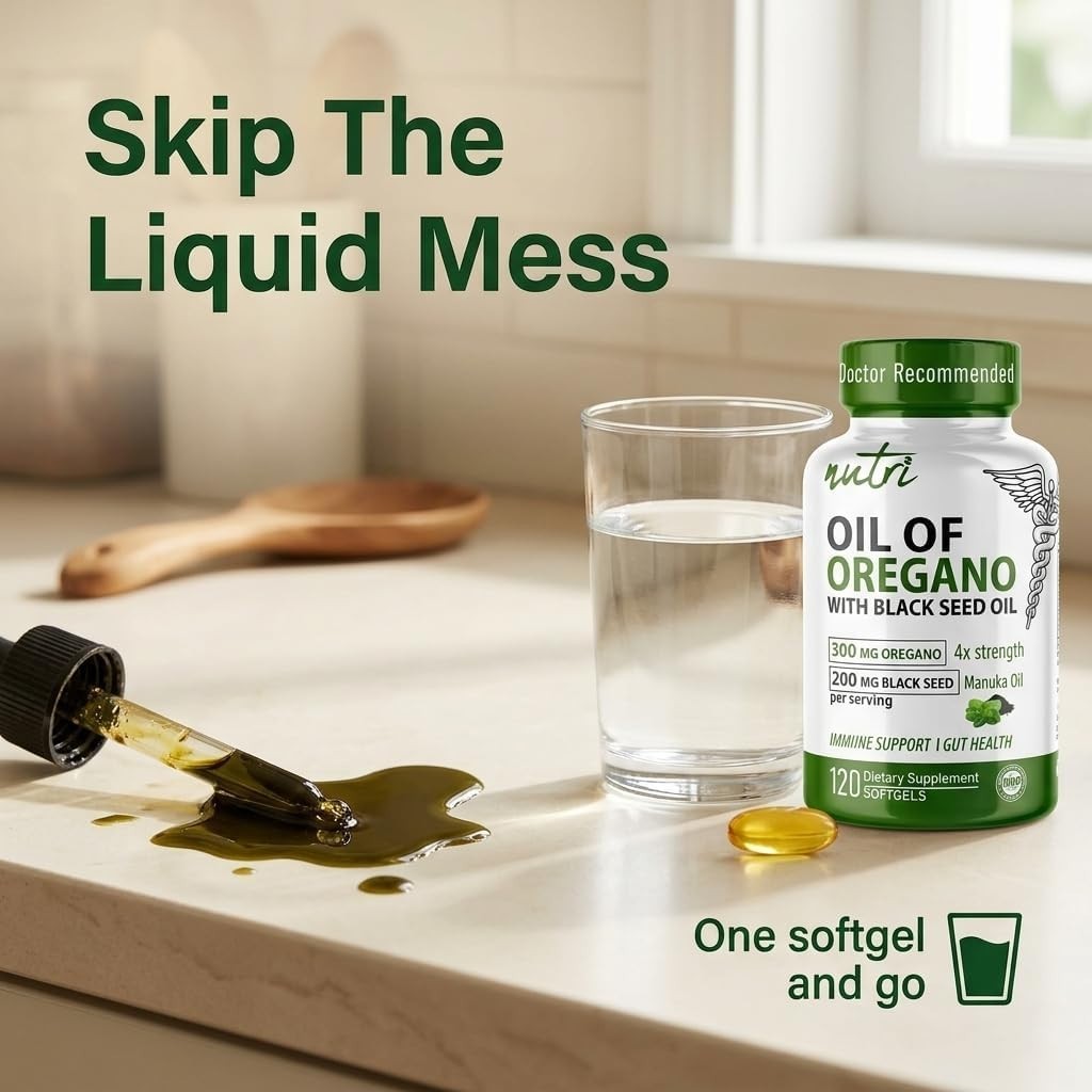 OIL OF OREGANO WITH BLACK SEED OIL & MANUKA OIL GELS, GUT & INFLAMMATORY SUPPORT