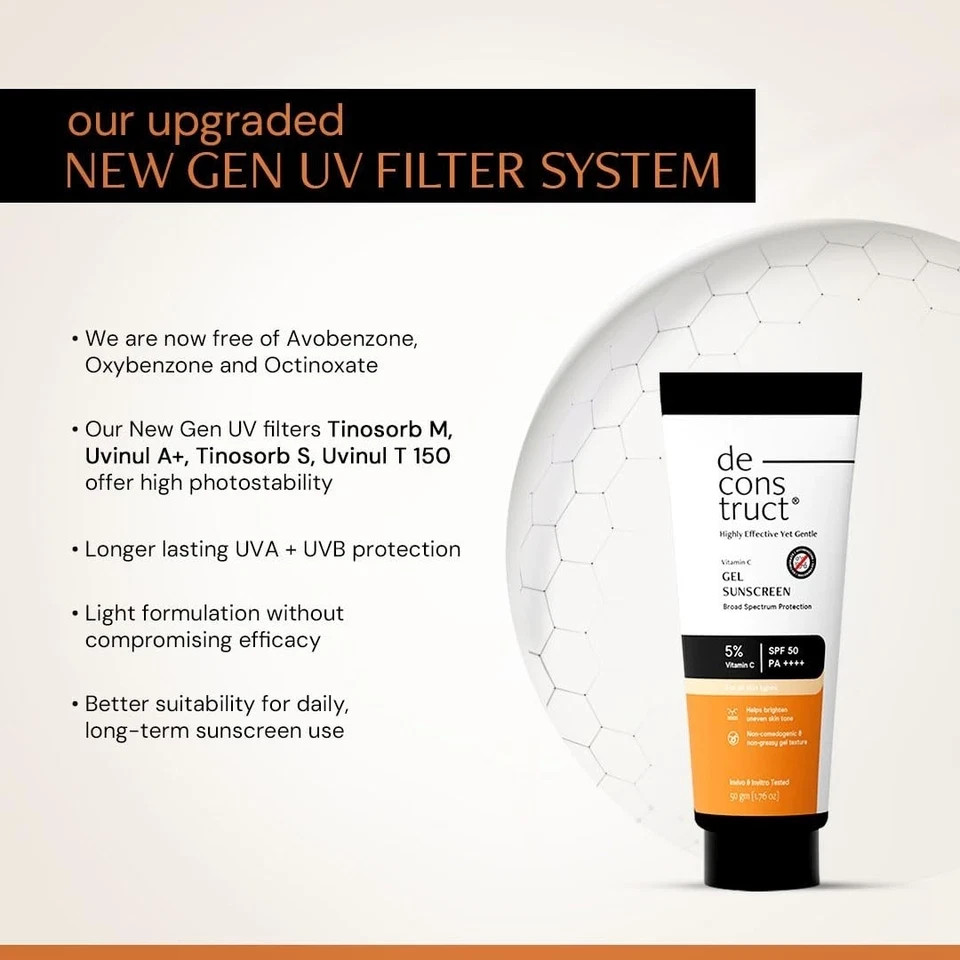 Share Deconstruct 5% Vitamin C Gel Sunscreen for Oily Skin SPF 50 PA++++, 50 g