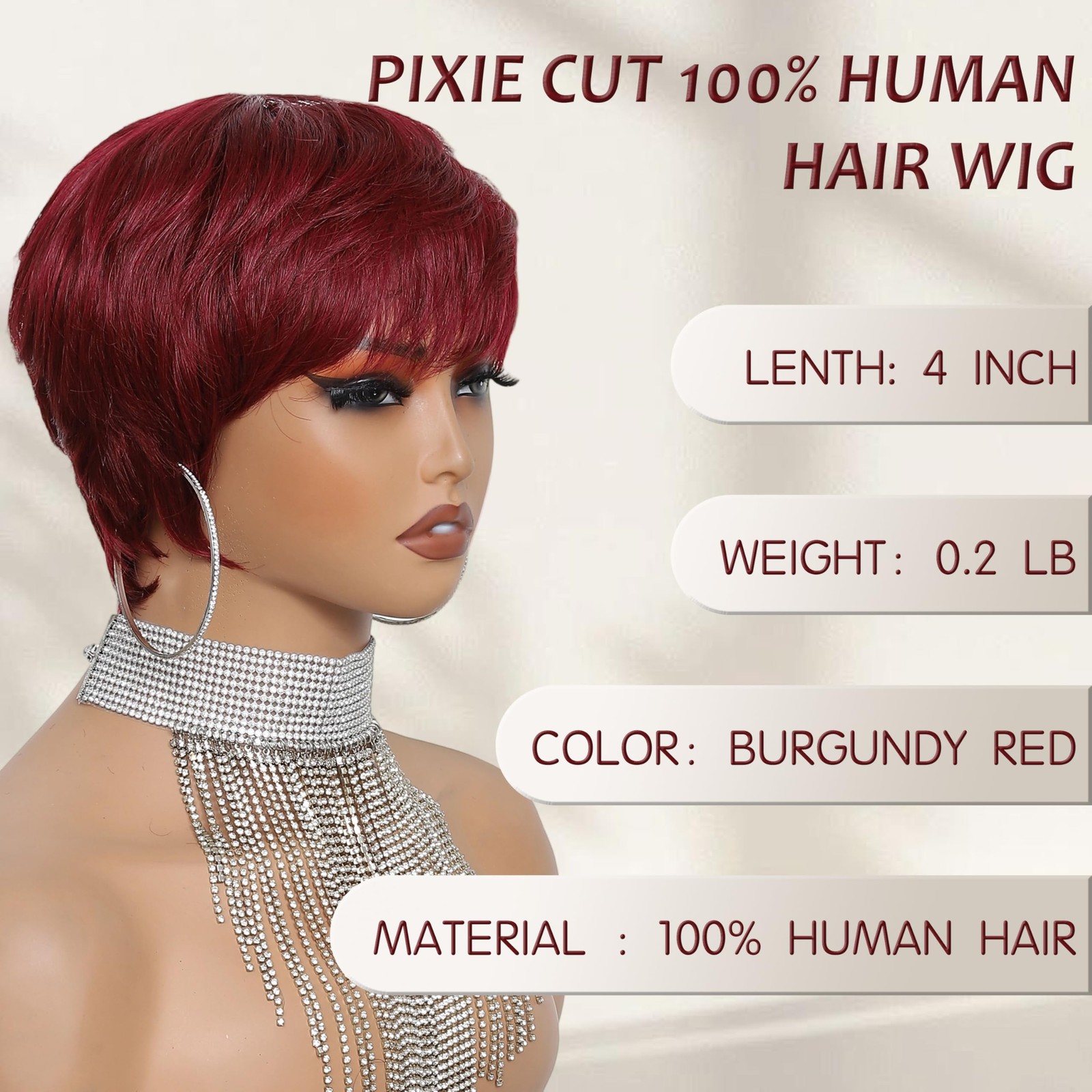 Short Pixie Cut Human Hair Wig For Black Women Human Hair Glueless None Lace …