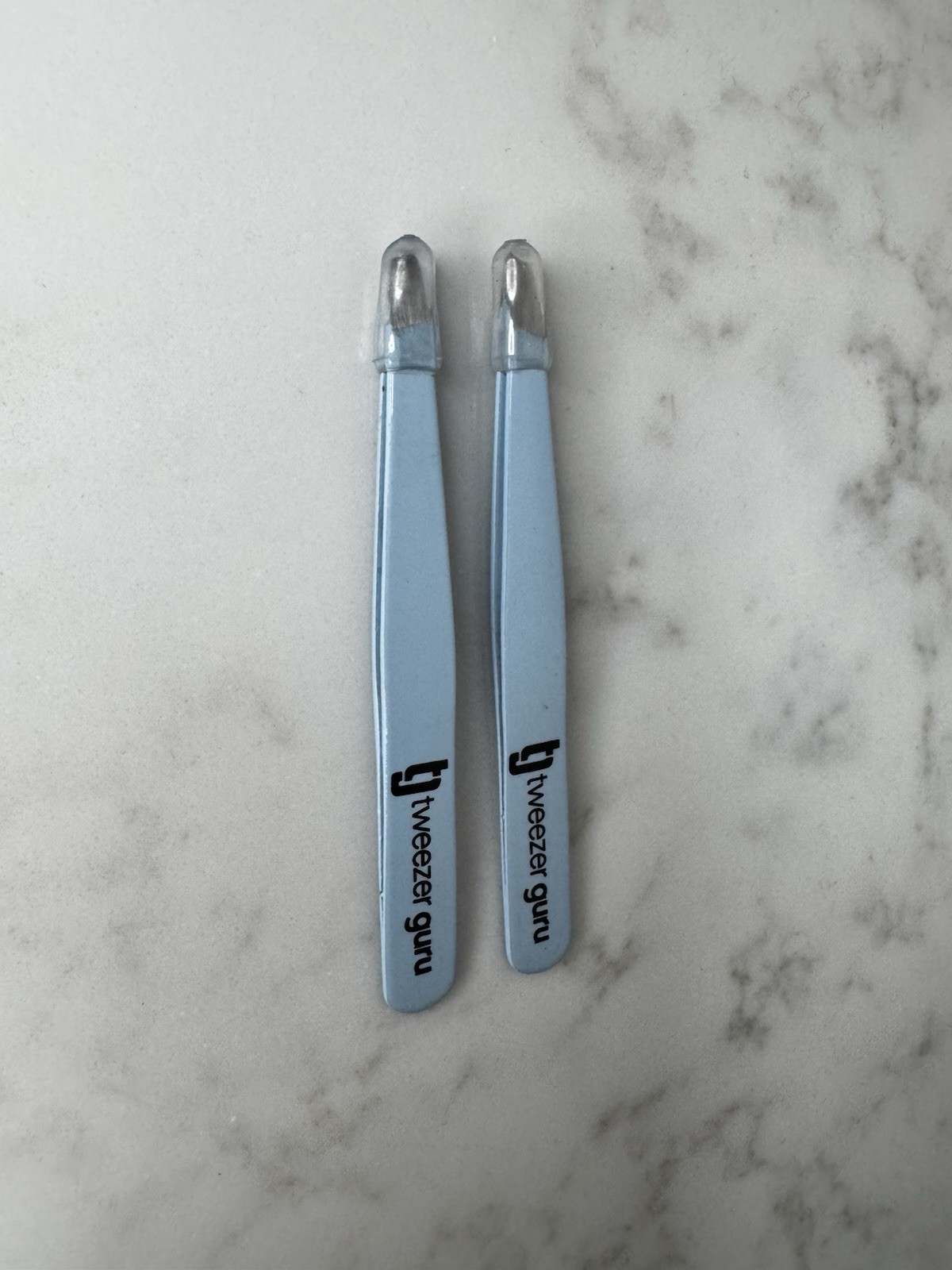 Tweezer Guru Light Blue Slanted Tip Tweezers Set of 2