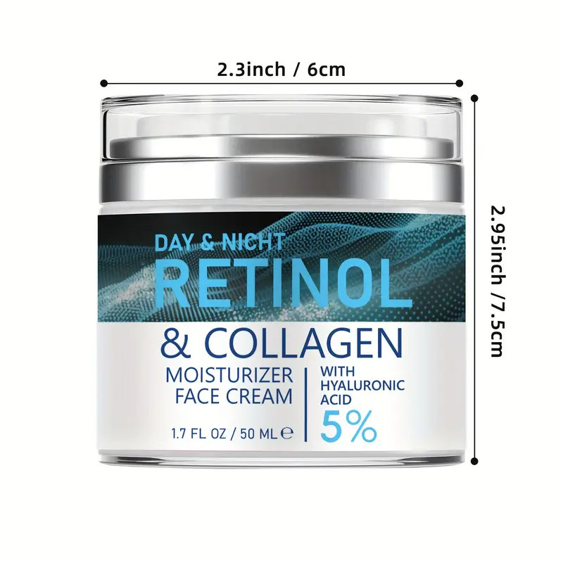 Day And Night Retinol & Collagen Moisturizer Face Cream W Hyaluronic Acid 1.7oz