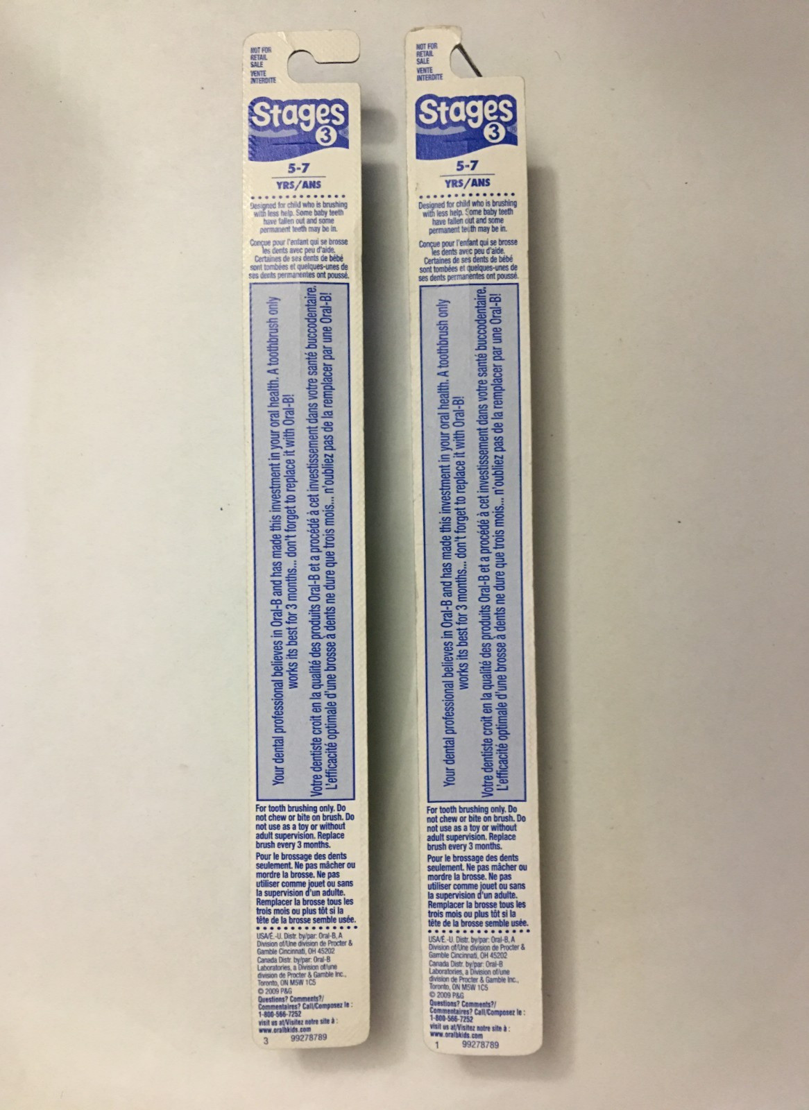 2X Oral-B Toothbrush Stages 3 Soft Cars Kids 5-7 Years Cars Mcqueen