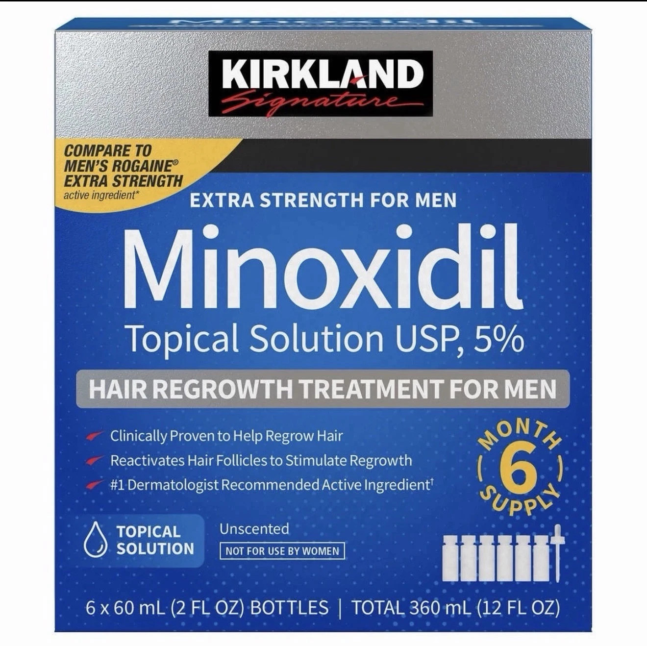 Kirkland 5% Extra Strength Men 6 Month Supply Hair Regrowth EXP 08/27+