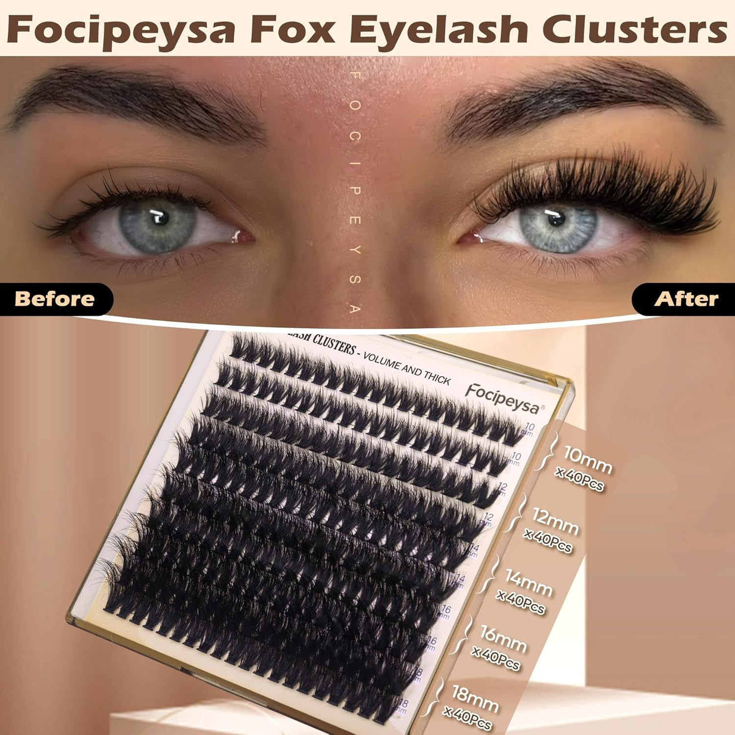 Focipeysa Eyelash Extension Tray – Kit with Lashes, Lash Bond, Remover, Tweezers