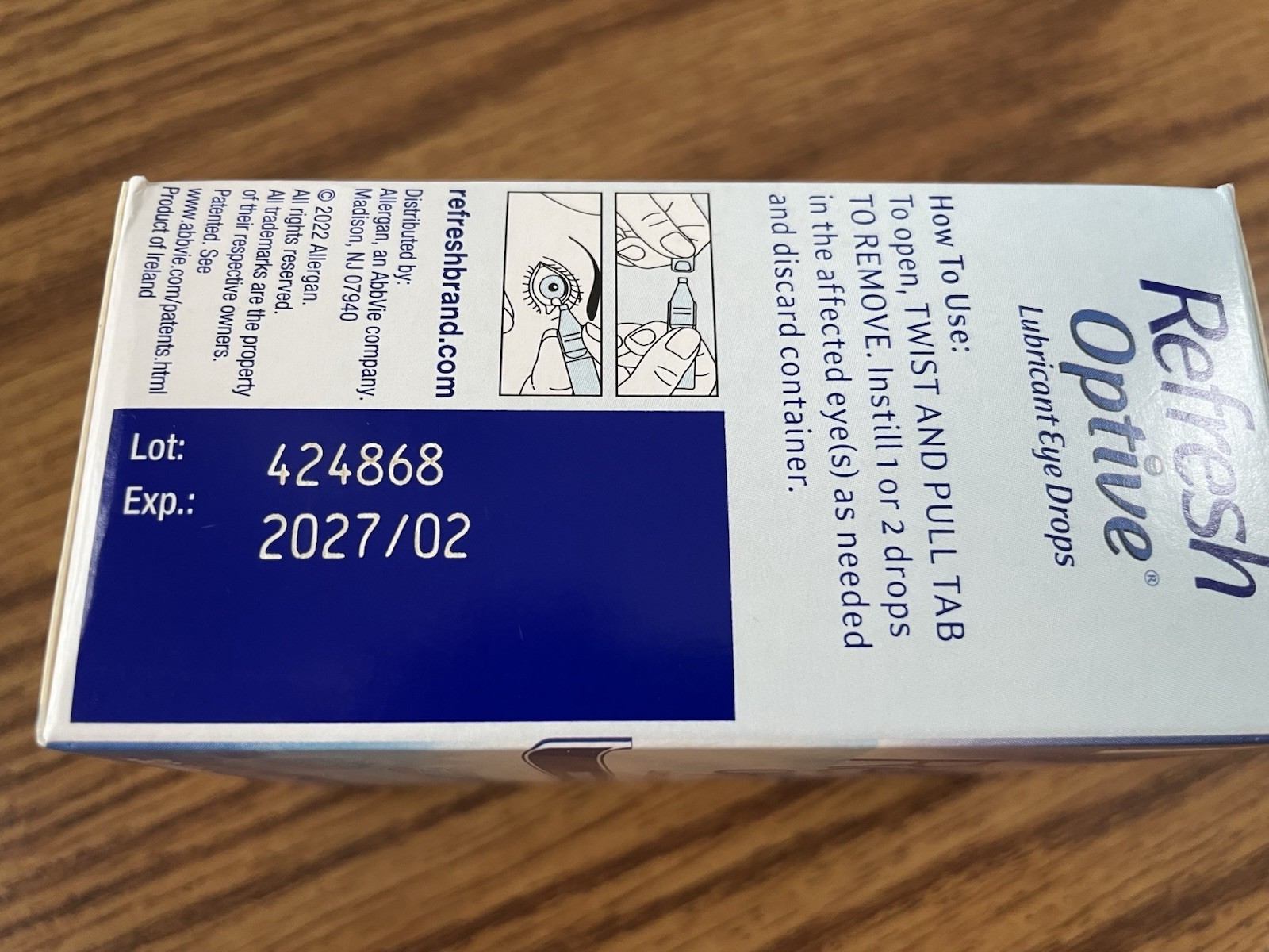 Refresh Optive Lubricant Eye Drops 30 Vials EXP 02/2027 Preservative Free