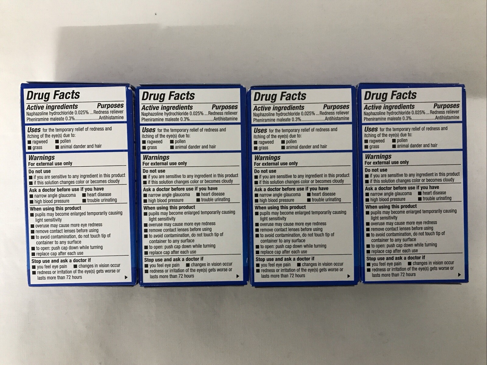 Exp 05/2027) 4 Boxes Naphcon A Eye Allergy Relief Drops 15 ml(0.5oz)