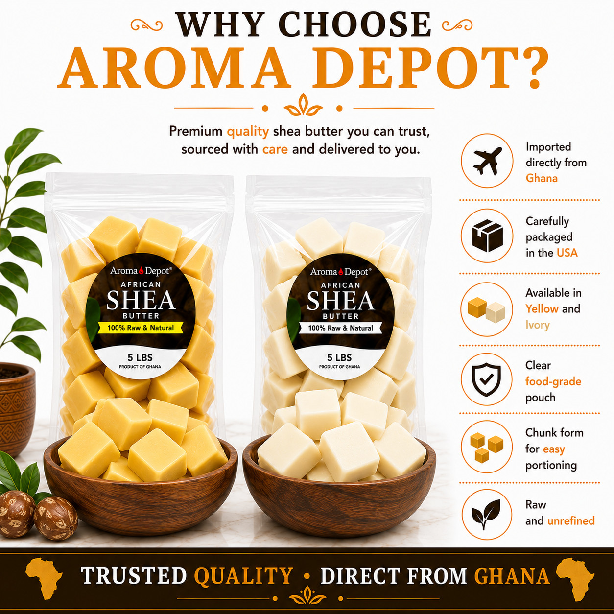 African Shea Butter Raw Unrefined 100% Natural Organic Pure IVORY Wholesale