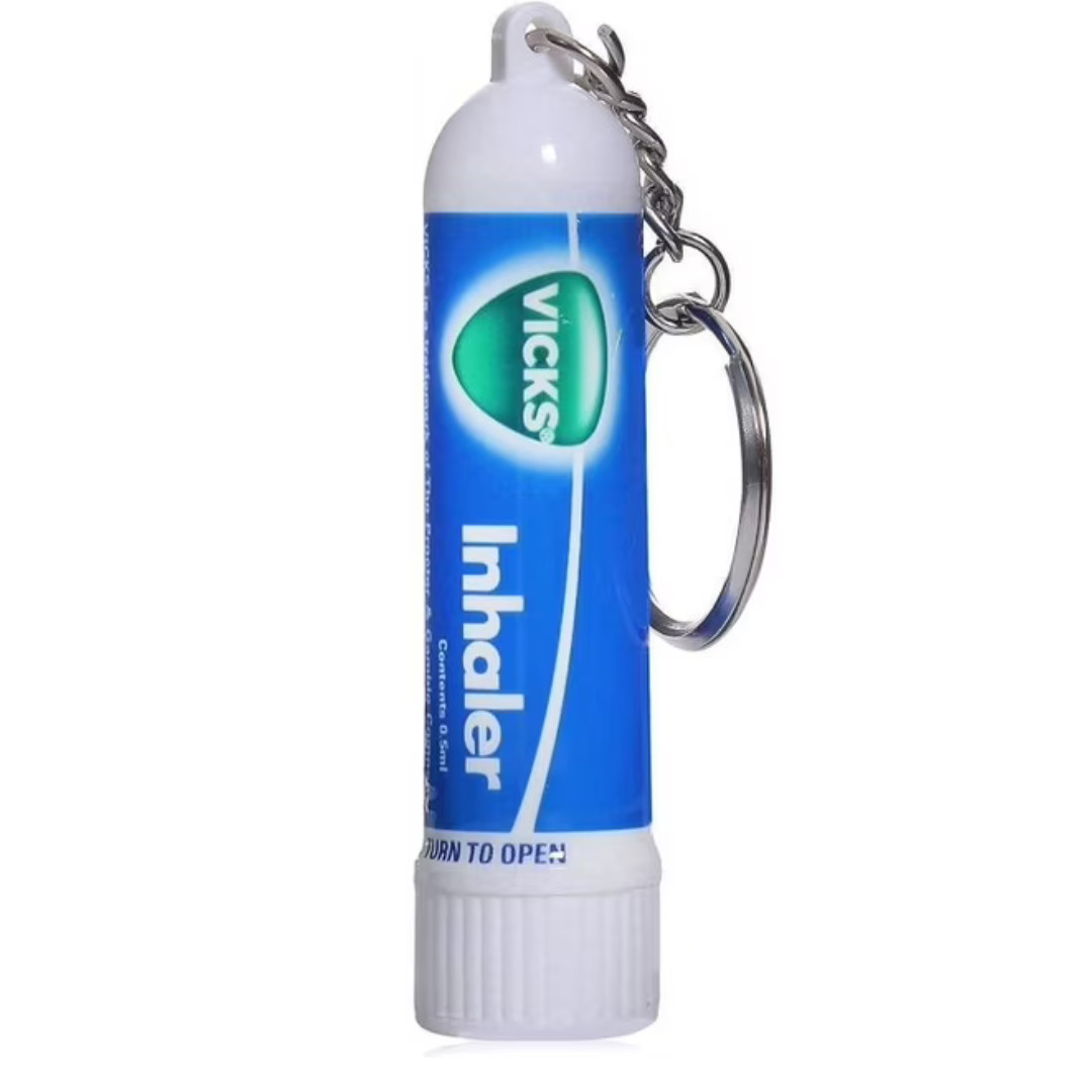 Vicks Nasal Inhaler Travel Size With Keyring Portable Pack of 12 0.02oz/0.5ml