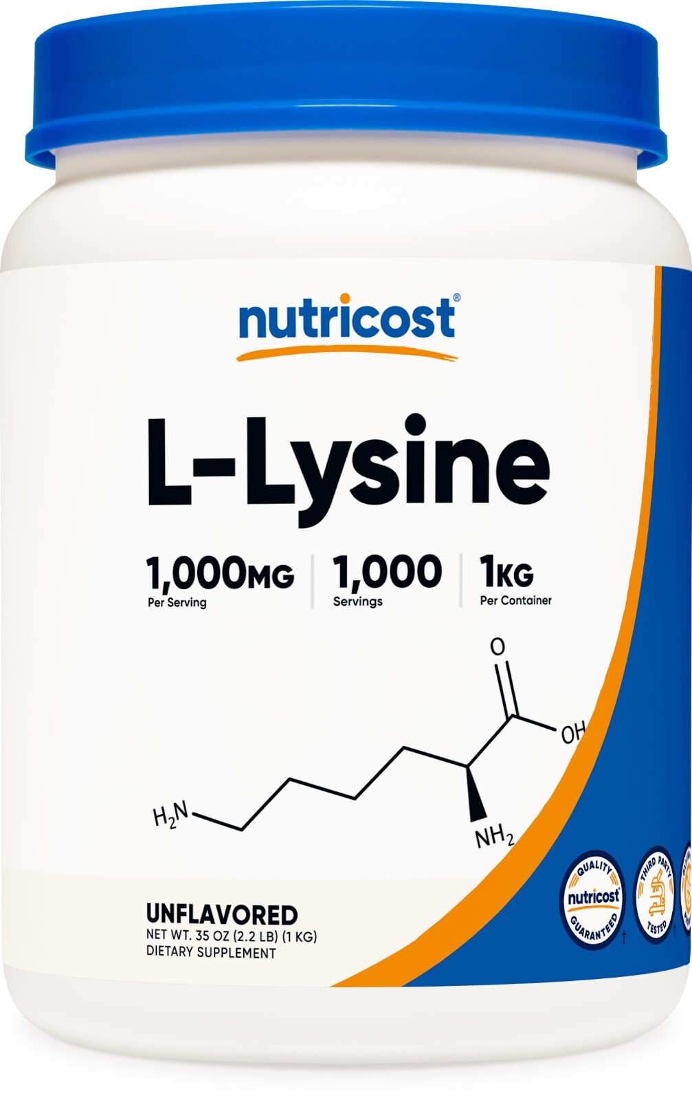 Nutricost L-Lysine Powder 1KG (2.2lbs) – Pure L-Lysine, Non-GMO, Gluten Free