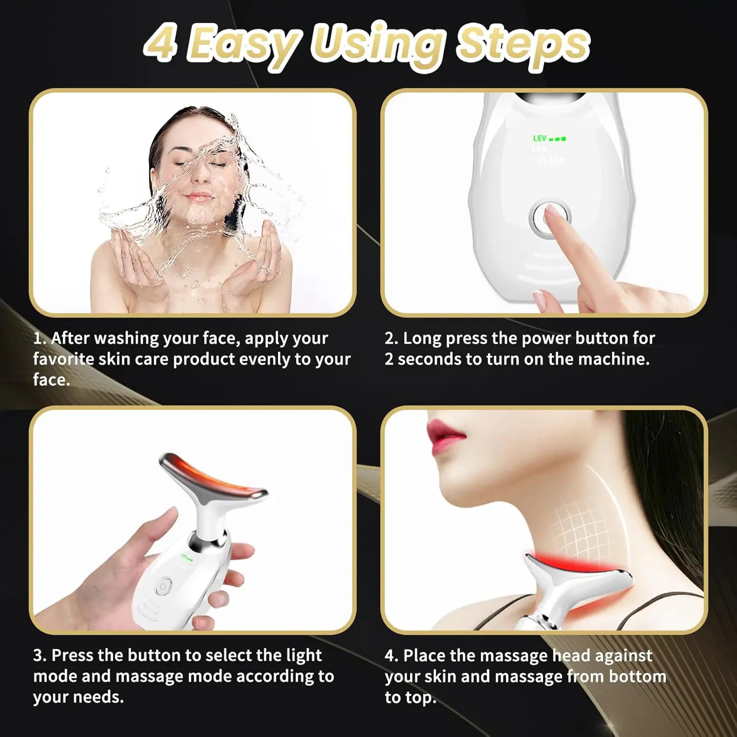 7 Color LED Face Neck Massager Thermal Vibration Skin Rejuvenation Beauty Device