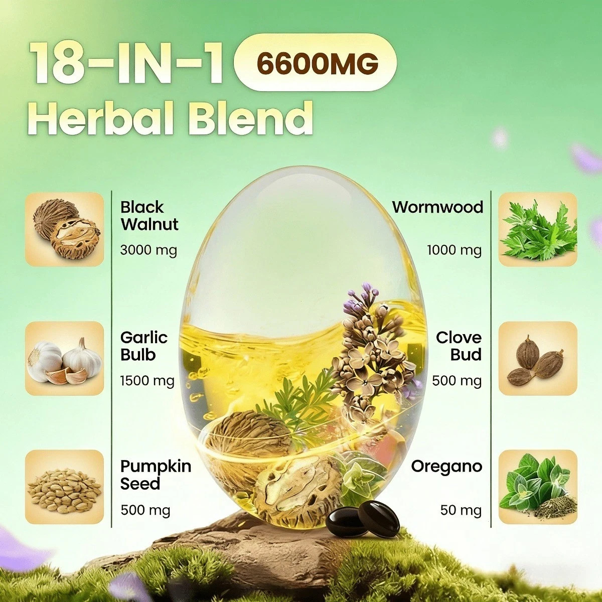 VIVONU Wormwood Black Walnut Cloves Capsules, Metabolism & Energy Support