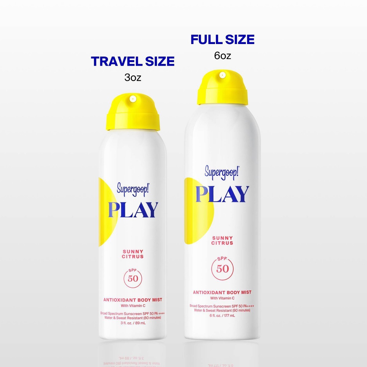 Supergoop! PLAY Antioxidant Body Sunscreen Mist with Vitamin C – SPF 50 -6 fl oz