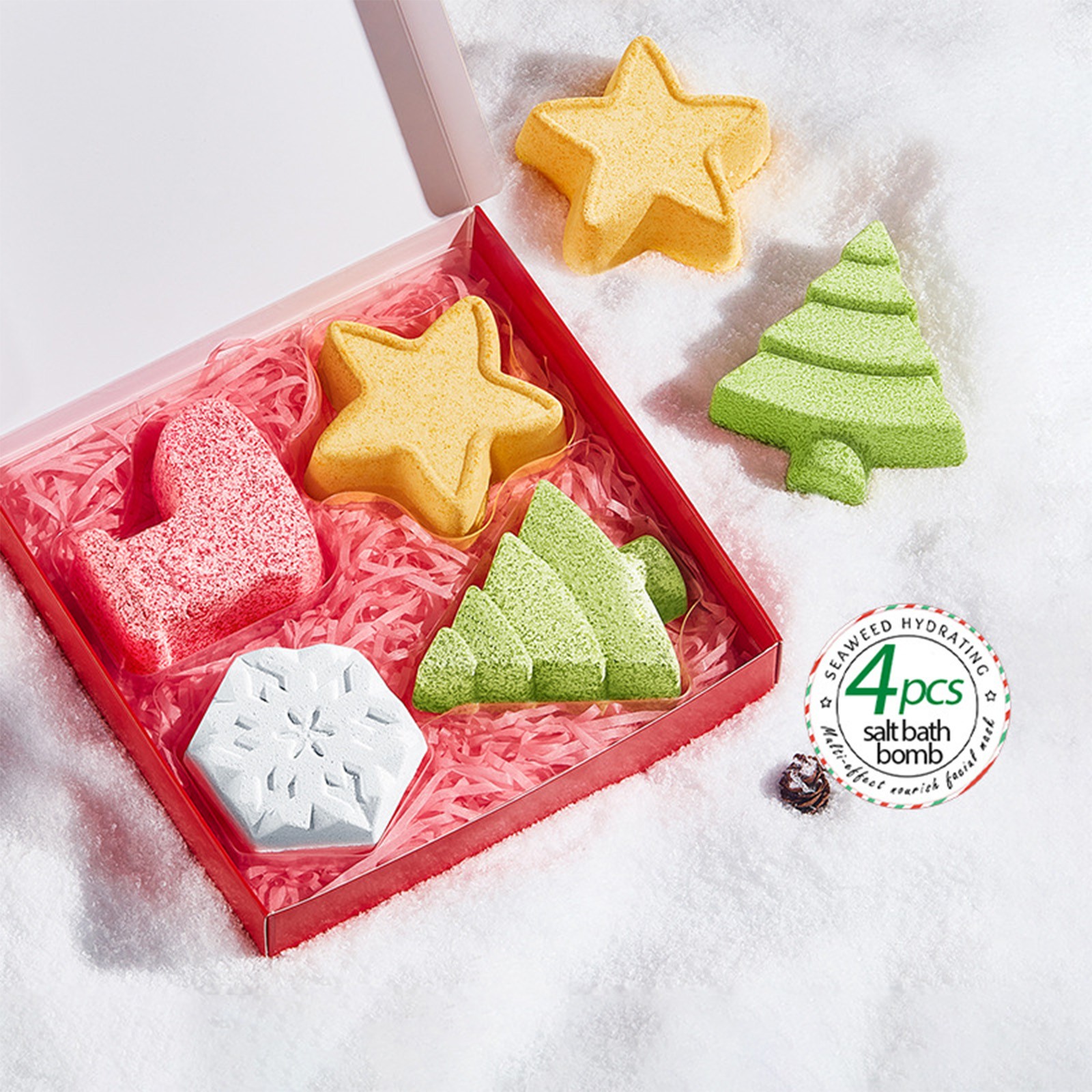 1Set 4PCS Christmas Style Moisturizing Bath Bombs Bath Balls Bath Salt Ball
