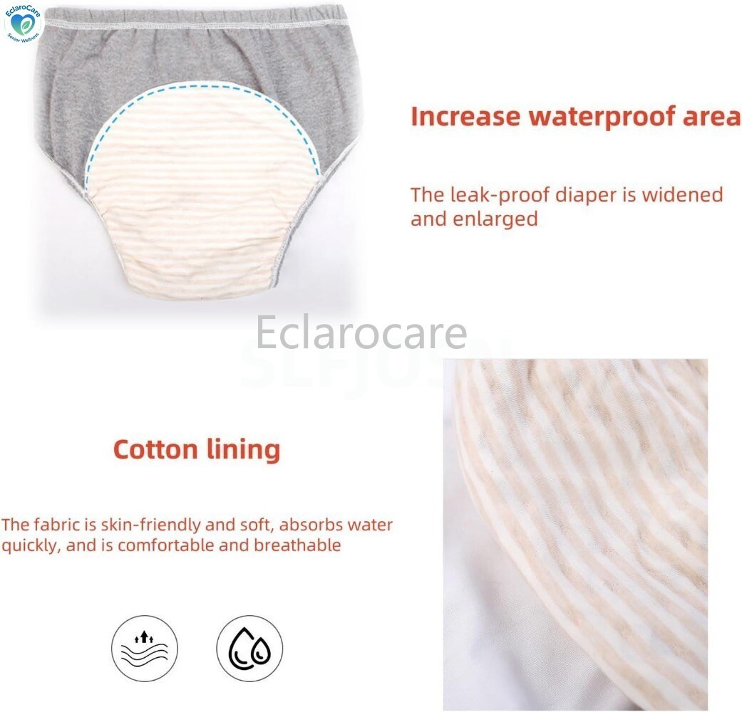 Adult Incontinence Cloth Diaper Pants Reusable Large waterproof urine Leak-Proof