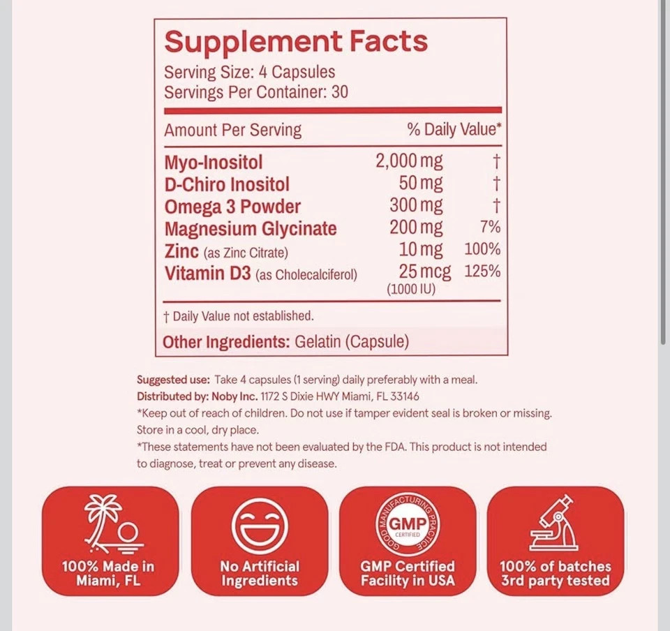 Peach Perfect Inositol Multivitamin, 120 Capsules