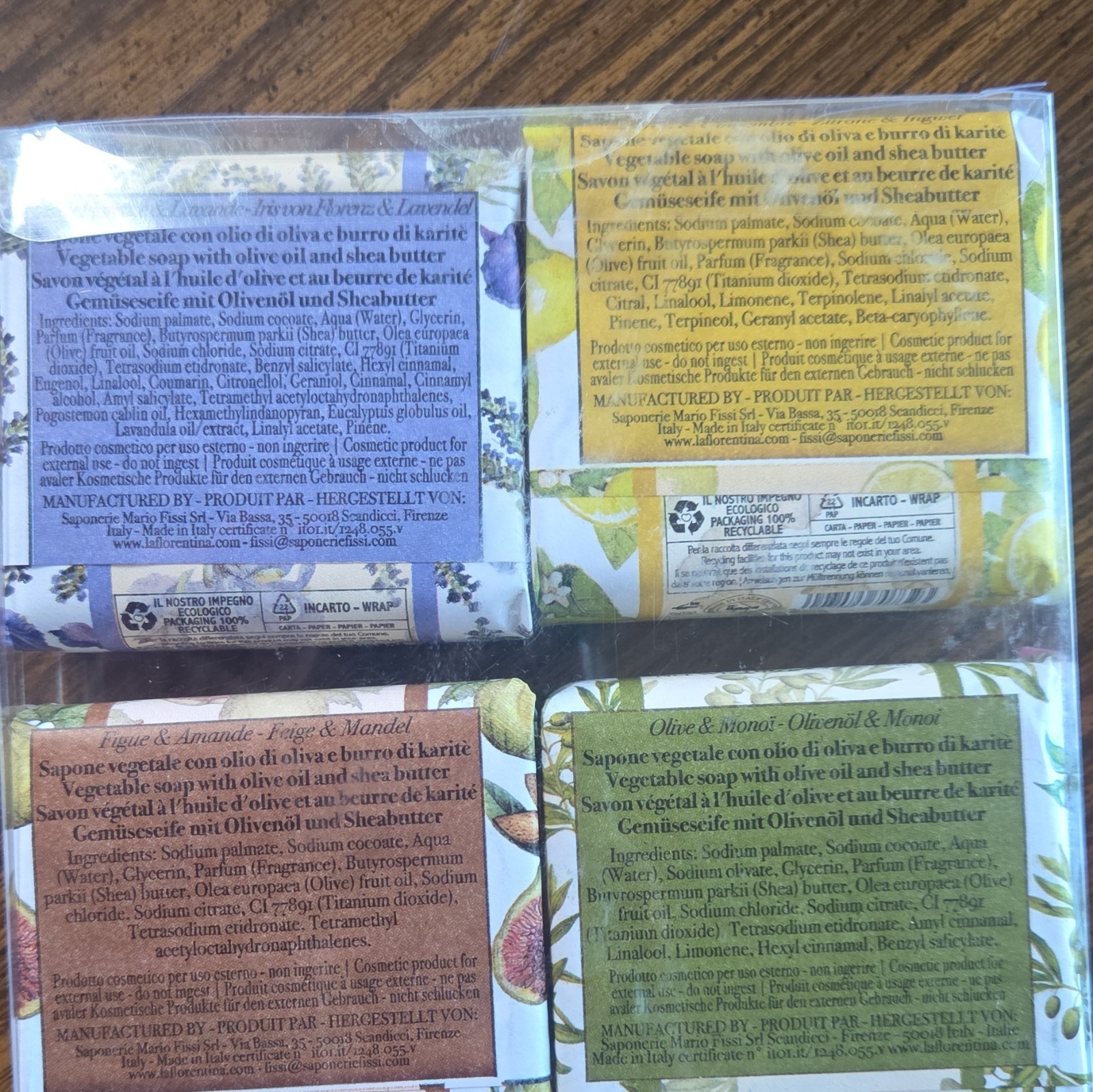 La Florentina Vegetable Soap Bar Set Shea Butter Olive Oil Assorted 6 x 2.4 oz