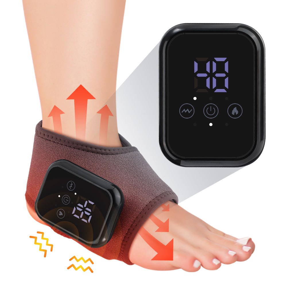 Cordless Foot and Ankle Massager Brace for Pain Relief Heating Vibration Therapy