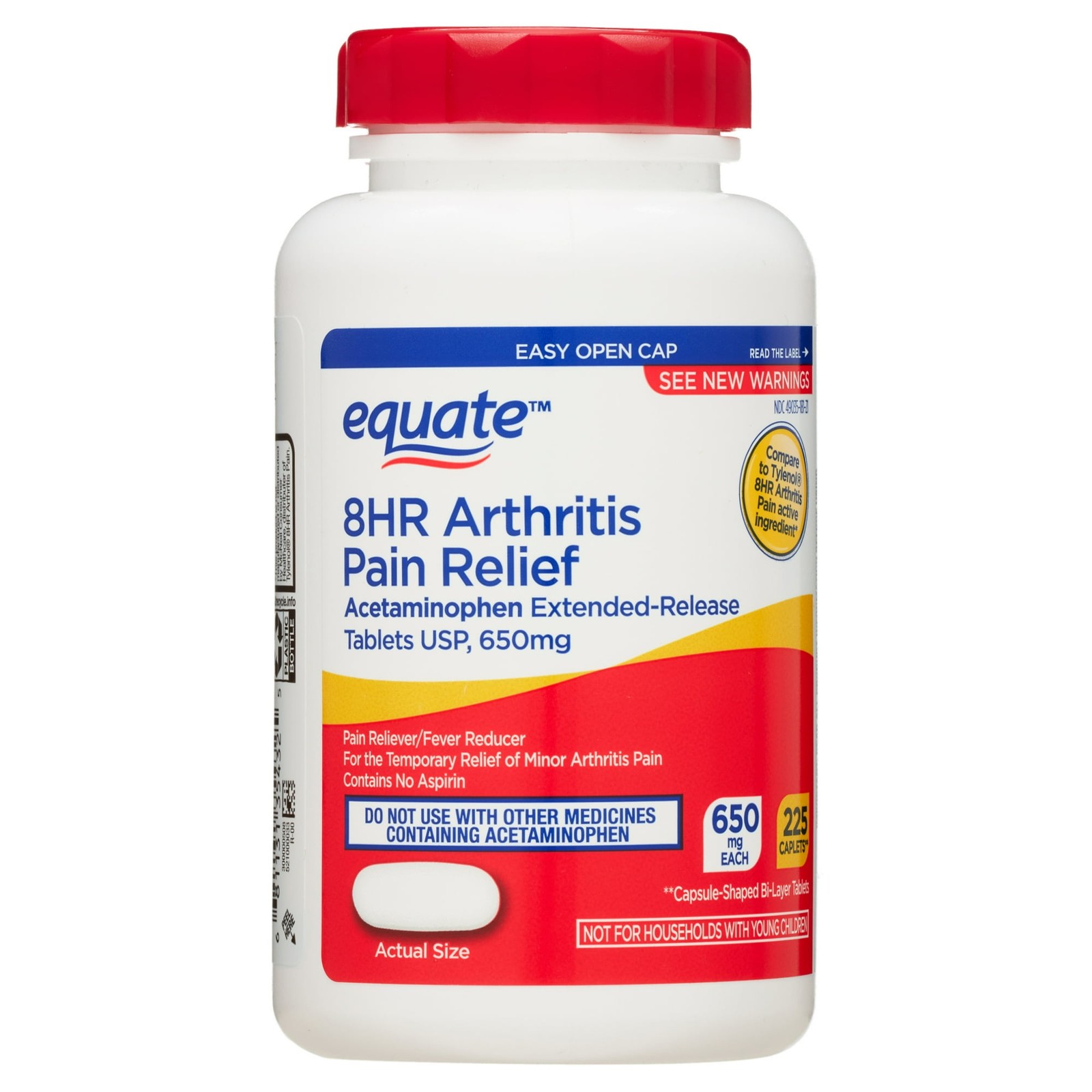 Equate 8 Hour Arthritis Pain Relief 680mg 225ct 2pk 450 Caplets