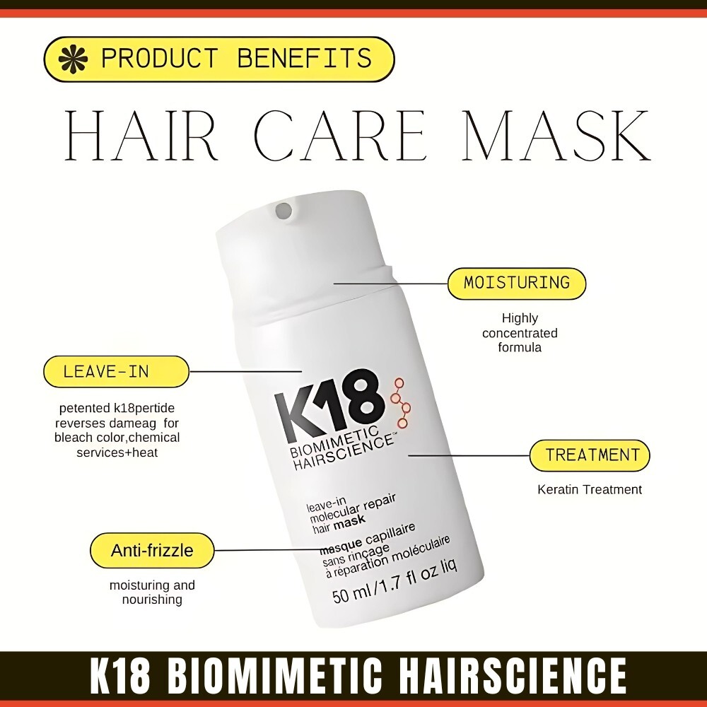 K18 Hair Mask Leave In Molecular Repair Biomimetic Hairscience 50ml 1.7oz