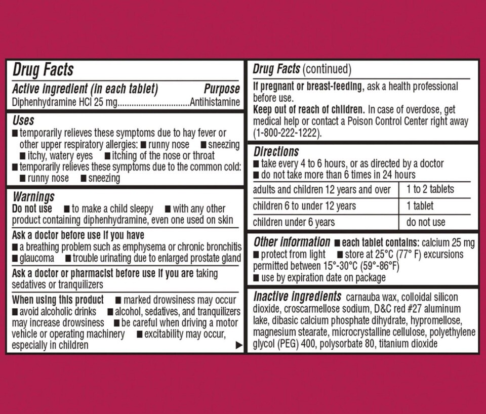 Member’s Mark Aller Ben Allergy Medication 600ct Tabs 25mg ~ Compare 2 Benadryl