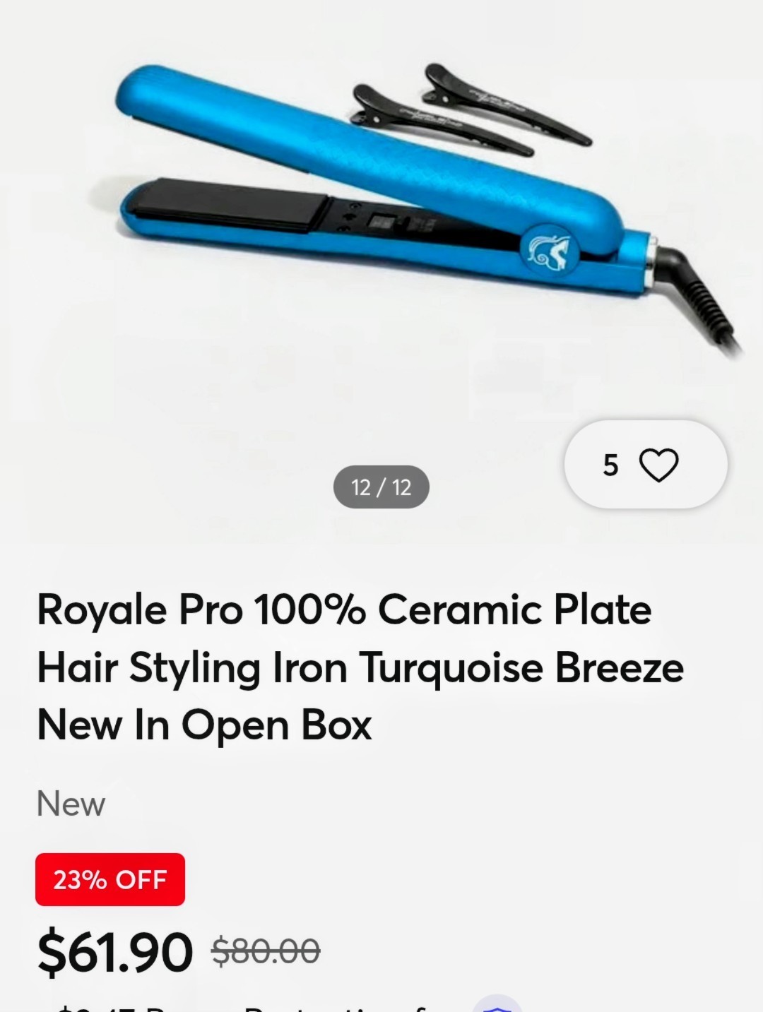 Royale Pro Hair Straightener Ceramic Plate Iron Turquiose Breeze #S007-S