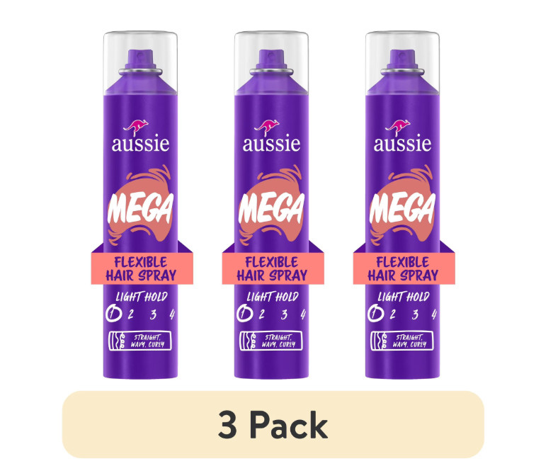 Aussie MEGA Hairspray Flexible Hold 10oz ( 3 pack ) orange